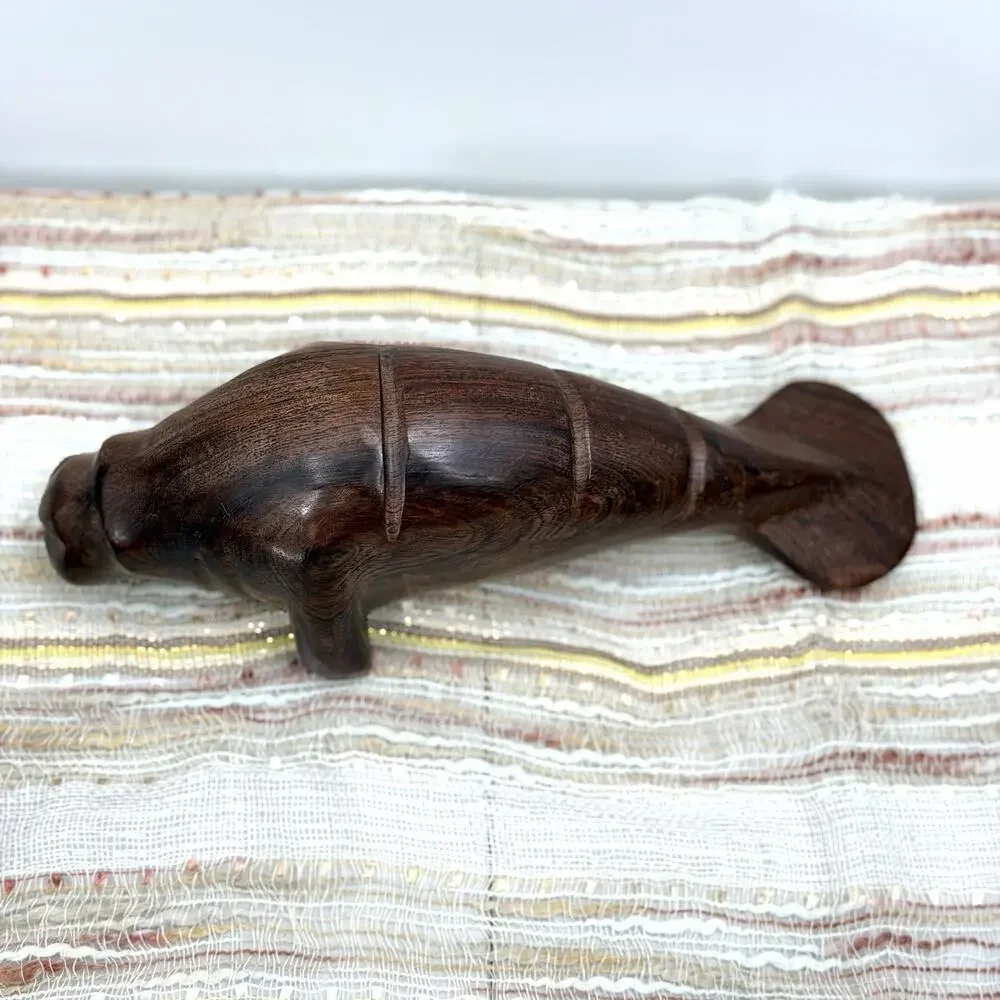 Vintage Hand Carved Ironwood Manatee Sea Cow Figurine Sculpture